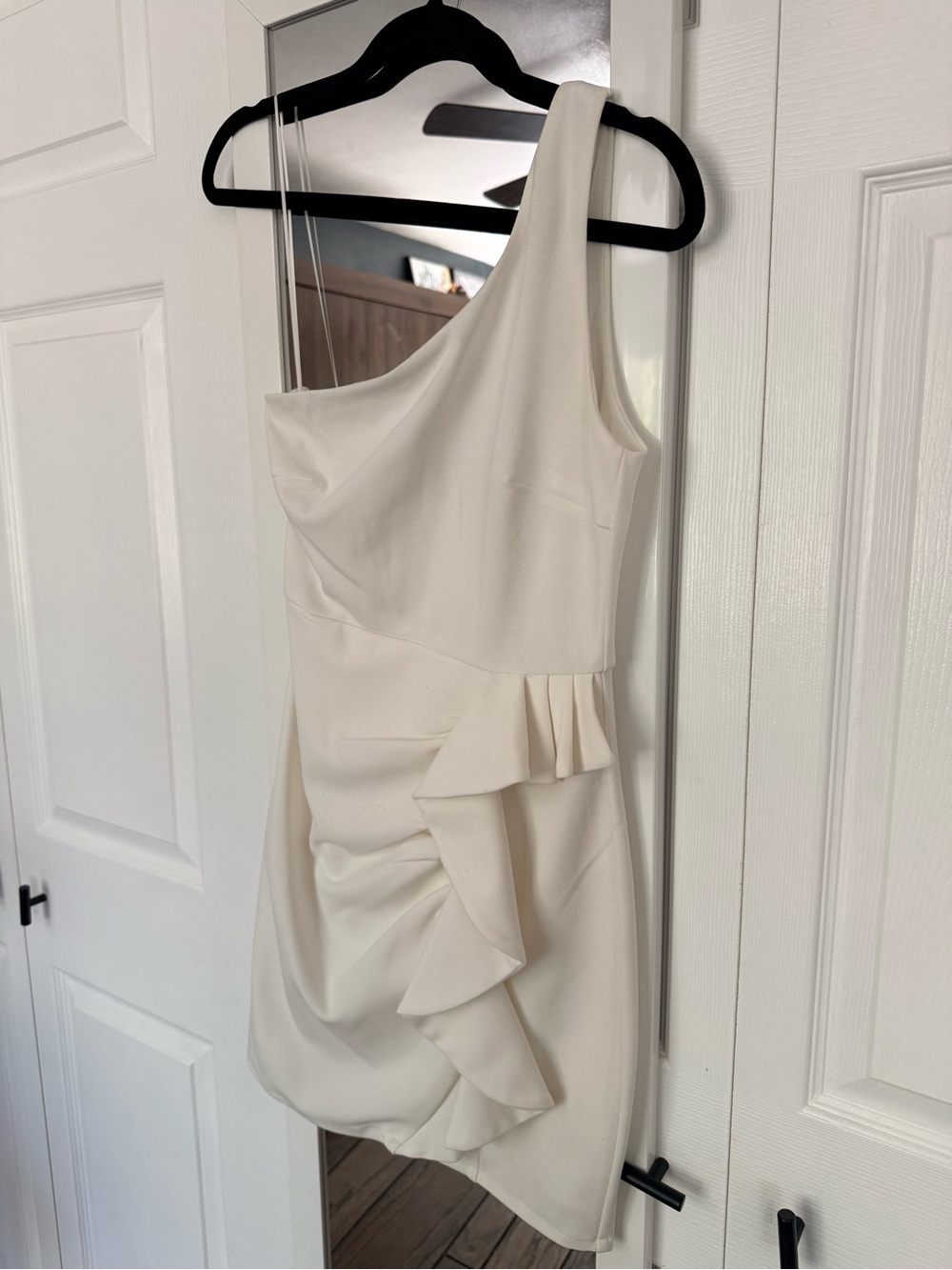 Hello Molly One-Shoulder Cream Ruffle Dress
